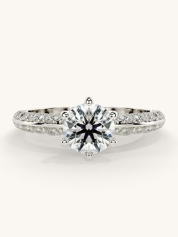 Valanova - Sterling Silver Plated with White Gold and Certified Lab Grown Diamond 1.44Cts Ring