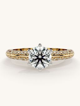 Valanova - Sterling Silver Plated with Yellow Gold and Certified Lab Grown Diamond 1.44Cts Ring