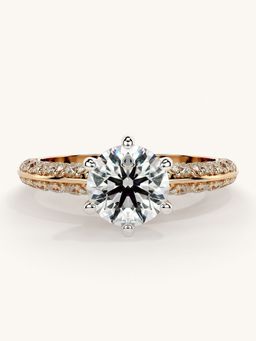 Valanova - Sterling Silver Plated with Rose Gold and Certified Lab Grown Diamond 1.69Cts Ring