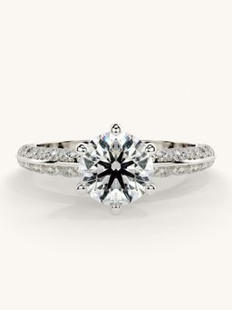 Valanova - Sterling Silver Plated with White Gold and Certified Lab Grown Diamond 1.69Cts Ring