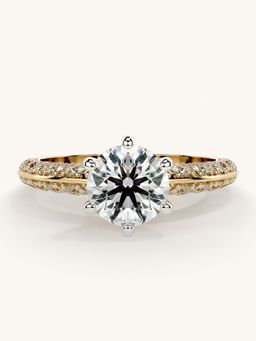 Valanova - Sterling Silver Plated with Yellow Gold and Certified Lab Grown Diamond 1.69Cts Ring