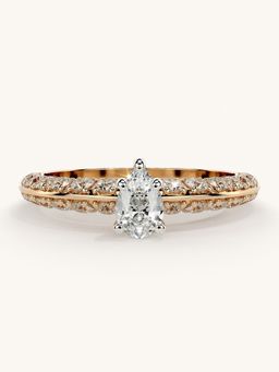 Valanova - Sterling Silver Plated with Rose Gold and Certified Lab Grown Diamond 0.94Cts Ring