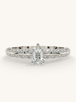 Valanova - Sterling Silver Plated with White Gold and Certified Lab Grown Diamond 0.94Cts Ring