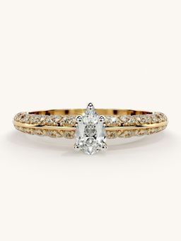 Valanova - Sterling Silver Plated with Yellow Gold and Certified Lab Grown Diamond 0.94Cts Ring