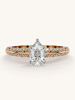 Valanova - Sterling Silver Plated with Rose Gold and Certified Lab Grown Diamond 1.19Cts Ring