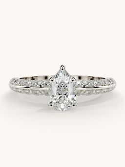 Valanova - Sterling Silver Plated with White Gold and Certified Lab Grown Diamond 1.19Cts Ring