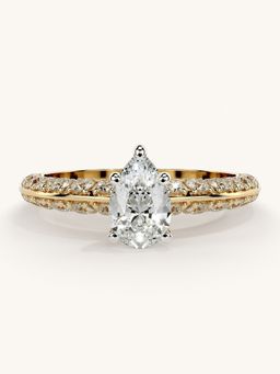 Valanova - Sterling Silver Plated with Yellow Gold and Certified Lab Grown Diamond 1.19Cts Ring