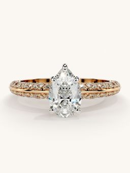 Valanova - Sterling Silver Plated with Rose Gold and Certified Lab Grown Diamond 1.44Cts Ring