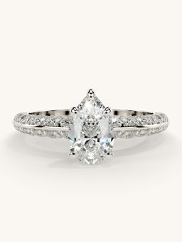 Valanova - Sterling Silver Plated with White Gold and Certified Lab Grown Diamond 1.44Cts Ring