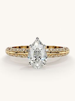 Valanova - Sterling Silver Plated with Yellow Gold and Certified Lab Grown Diamond 1.44Cts Ring