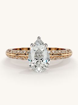 Valanova - Sterling Silver Plated with Rose Gold and Certified Lab Grown Diamond 1.69Cts Ring