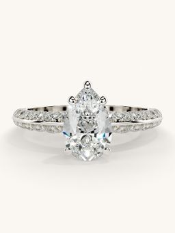 Valanova - Sterling Silver Plated with White Gold and Certified Lab Grown Diamond 1.69Cts Ring