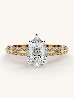 Valanova - Sterling Silver Plated with Yellow Gold and Certified Lab Grown Diamond 1.69Cts Ring