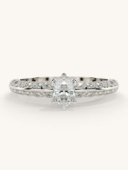 Valanova - Sterling Silver Plated with White Gold and Certified Lab Grown Diamond 0.94Cts Ring
