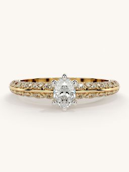 Valanova - Sterling Silver Plated with Yellow Gold and Certified Lab Grown Diamond 0.94Cts Ring