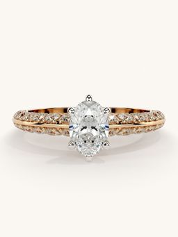 Valanova - Sterling Silver Plated with Rose Gold and Certified Lab Grown Diamond 1.19Cts Ring