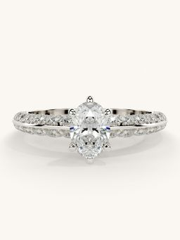 Valanova - Sterling Silver Plated with White Gold and Certified Lab Grown Diamond 1.19Cts Ring