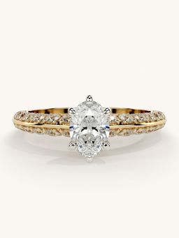 Valanova - Sterling Silver Plated with Yellow Gold and Certified Lab Grown Diamond 1.19Cts Ring