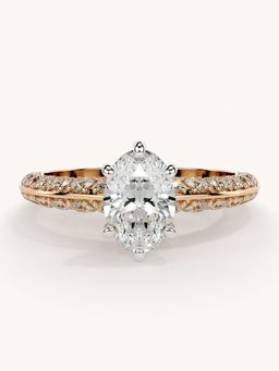 Valanova - Sterling Silver Plated with Rose Gold and Certified Lab Grown Diamond 1.44Cts Ring