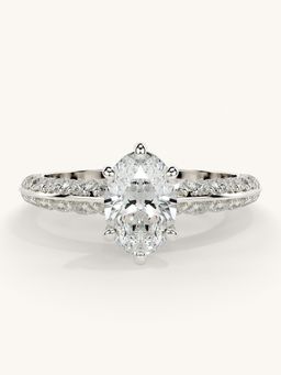 Valanova - Sterling Silver Plated with White Gold and Certified Lab Grown Diamond 1.44Cts Ring