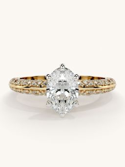 Valanova - Sterling Silver Plated with Yellow Gold and Certified Lab Grown Diamond 1.44Cts Ring
