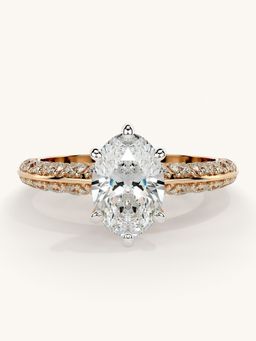 Valanova - Sterling Silver Plated with Rose Gold and Certified Lab Grown Diamond 1.69Cts Ring