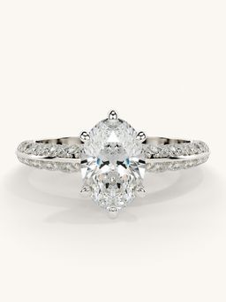 Valanova - Sterling Silver Plated with White Gold and Certified Lab Grown Diamond 1.69Cts Ring