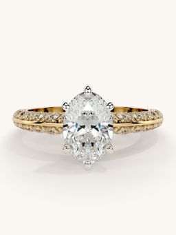 Valanova - Sterling Silver Plated with Yellow Gold and Certified Lab Grown Diamond 1.69Cts Ring