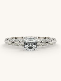 Valanova - Sterling Silver Plated with White Gold and Certified Lab Grown Diamond 1.19Cts Ring