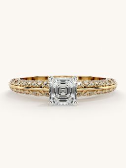 Valanova - Sterling Silver Plated with Yellow Gold and Certified Lab Grown Diamond 1.19Cts Ring