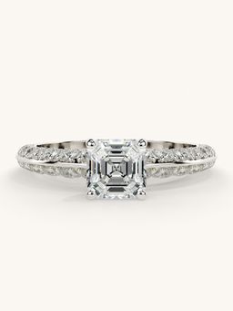 Valanova - Sterling Silver Plated with White Gold and Certified Lab Grown Diamond 1.44Cts Ring