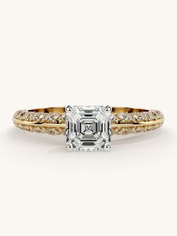 Valanova - Sterling Silver Plated with Yellow Gold and Certified Lab Grown Diamond 1.44Cts Ring