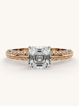 Valanova - Sterling Silver Plated with Rose Gold and Certified Lab Grown Diamond 1.69Cts Ring