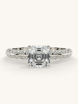 Valanova - Sterling Silver Plated with White Gold and Certified Lab Grown Diamond 1.69Cts Ring