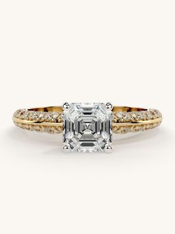 Valanova - Sterling Silver Plated with Yellow Gold and Certified Lab Grown Diamond 1.69Cts Ring