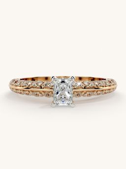 Valanova - Sterling Silver Plated with Rose Gold and Certified Lab Grown Diamond 0.94Cts Ring