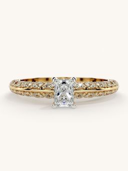 Valanova - Sterling Silver Plated with Yellow Gold and Certified Lab Grown Diamond 0.94Cts Ring