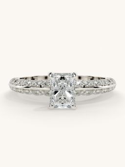 Valanova - Sterling Silver Plated with White Gold and Certified Lab Grown Diamond 1.19Cts Ring