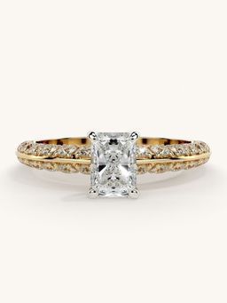 Valanova - Sterling Silver Plated with Yellow Gold and Certified Lab Grown Diamond 1.19Cts Ring