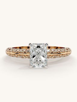 Valanova - Sterling Silver Plated with Rose Gold and Certified Lab Grown Diamond 1.44Cts Ring
