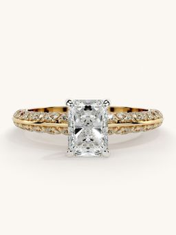Valanova - Sterling Silver Plated with Yellow Gold and Certified Lab Grown Diamond 1.44Cts Ring