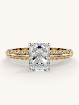 Valanova - Sterling Silver Plated with Yellow Gold and Certified Lab Grown Diamond 1.69Cts Ring