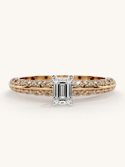 Valanova - Sterling Silver Plated with Rose Gold and Certified Lab Grown Diamond 0.94Cts Ring