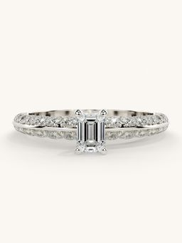 Valanova - Sterling Silver Plated with White Gold and Certified Lab Grown Diamond 0.94Cts Ring
