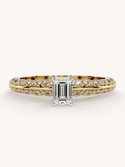 Valanova - Sterling Silver Plated with Yellow Gold and Certified Lab Grown Diamond 0.94Cts Ring