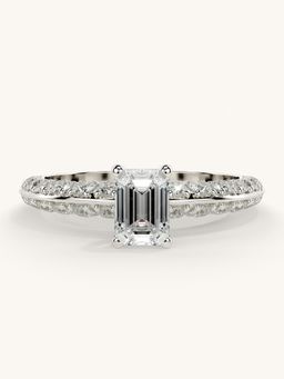 Valanova - Sterling Silver Plated with White Gold and Certified Lab Grown Diamond 1.19Cts Ring