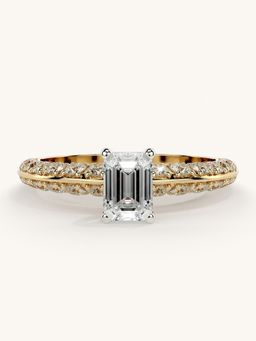 Valanova - Sterling Silver Plated with Yellow Gold and Certified Lab Grown Diamond 1.19Cts Ring