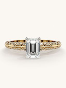 Valanova - Sterling Silver Plated with Yellow Gold and Certified Lab Grown Diamond 1.44Cts Ring