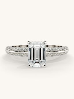 Valanova - Sterling Silver Plated with White Gold and Certified Lab Grown Diamond 1.69Cts Ring