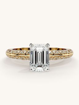 Valanova - Sterling Silver Plated with Yellow Gold and Certified Lab Grown Diamond 1.69Cts Ring